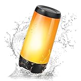 Blufree LED Flame Speaker, Torch Atmosphere Bluetooth Speaker IP68 Waterproof Portable Wireless Speaker,360° Surround Stereo Sound 85FT Bluetooth Range Sport Speaker with Flame Light for Home, Outdoor