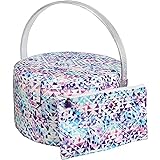 SINGER Premium Round Large Sewing Basket with Matching Zipper Pouch | 30% More Storage Volume (Aztec)