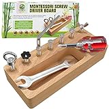 Panda Brothers Montessori Screwdriver Board Set - Wooden Montessori Toys for 4 Year Old Kids and Toddlers, Learning Sensory Bin Toys Preschool Materials, Fine Motor Skills Toys, Waldorf toys STEM toys