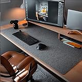 Large Felt Desk Pad | Computer Mat for Desk(36x12Inches)|Desk Mat for Keyboard and Mouse|Dark Grey