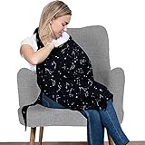 Cotton Nursing Cover - Large Breastfeeding Cover with Built-in Burp Cloth & Pocket - Soft, Breathable, Chemical-Free, 360° Coverage, Black Nursing Cover for Breastfeeding by San Francisco Baby