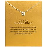 LANG XUAN Good Luck Horseshoe Pendant Friendship Chain Necklace with Meaning Card for Women Silver Gift