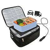 Car Food Warmer Portable 12V Personal Oven for Car Heat Lunch Box with Adjustable/Detachable shoulder strap, Using for Work/Picnic/Road Trip, Electric Slow Cooker for Food (Black)…
