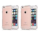 CaseHQ [2Pack] Compatible with iPhone 6 Plus Case, iPhone 6S Plus Case,Crystal Clear Enhanced Grip Protective Defender Cover Soft TPU Shell Shock-Absorption Bumper Air Cushioned 4 Corners-Clear+Clear