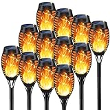 KYEKIO Solar Torch Lights Outdoor Flickering Flame, 12Pack Solar Lights Outdoor, Garden Lights Solar Powered Waterproof, Outdoor Solar Lights for Yard, Solar Tiki Torches for Outside Patio Decorations