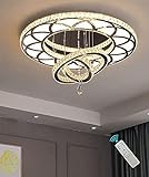 31.5inches Remote Dimming Chandelier Living Room Modern K9 Crystal Chandeliers Lampara Led Ceiling Lamp Ring Bedroom Dining Room Round Fixtures Shandaler (3500K-6500K) Lighting
