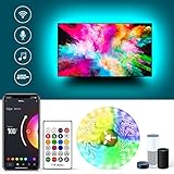 LED Lights for TV Backlight 65 Inch TV, USB WiFi Smart LED Strip Light Music Sync Compatible with Alexa, RGBW 6500K White Color Changing Monitor Bias Lighting, 15ft for 60-72 TV, Gaming Room Decor