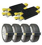 TRACGRABBER Tire Traction Device for Cars & Small SUVs, Set of 4 - Made in The USA, Anti Skid Emergency Tire Straps to Get Unstuck from Snow, Mud, & Sand - Snow Traction Mat or Tire Chain Alternative