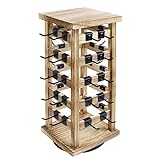 Ikee Design Exquisite Rotating Jewelry Tower - Natural Wood Finish - Showcase and Organize Your Collection with 42 Hooks - Easy Earring Display Stand - 5 Bars on Each Face for Maximum Storage - Oak Color - 6.7' W x 6.7' D x 15.9' H