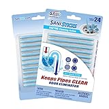 SANI 360° Sani Sticks Drain Cleaner and Deodorizer, Enzyme Pipe Cleaners, Eliminate Odors, Prevent Clogged Drains, Safe for Sinks, Bathtub Drains, Septic Tanks, 24 Count, Forest Snow