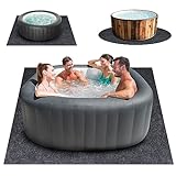 100 * 100 Inch Hot Tub Mat, Extra Large Inflatable Hot Tub Pad Outdoor Indoor, Waterproof Slip-Proof Backing, Absorbent Spa Pool Ground Base Flooring Protector Mat, Protect Hot Tub Pool from Wear