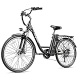 Heybike Cityscape Electric Bike 350W Electric City Cruiser Bicycle Up to 40 Miles Removable Battery,7-Speed and Shock Absorber, 26' Electric Commuter Bike for Adults