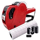 MX5500 Pricing Tag Gun with 5000 Sticker Labels and 4 Ink Refill,8 Digits Price tag Gun, Pricing Label Gun for Office, Retail Shop, Grocery Store, Food, Organization Marking (Red)