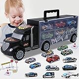 JODUDLR Toddler Toys for 3-4 Year Old Boys,Large Transport Cars Carrier Set Truck Toys with 12 Die-cast Vehicles Truck Toys Cars,Ideal Gift Toys for Kids Age 3-7