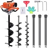 PRIJESSE Gas Powered Post Hole Digger Earth Auger Drill 62CC 2 Stroke with 3 Auger Bits + Extension Bar for Fence and Planting…