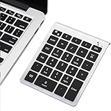 Bluetooth Number Pad, 10 Keys Numeric Keypad - Lekvey Portable Wireless Bluetooth Keypad : 28-Key Numpad Extensions for Financial Accounting Data Entry for Laptop Surface Pro Tablets Windows, Silver