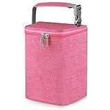 Accmor Baby Bottle Cooler Tote Bags, Insulated Breastmilk Cooler Bag, Baby Bottle Warmer Cooler Bag, Fits up to 4 Large 8Oz Bottles, Baby Bottle Cooler Bag for Nursing Mom Daycare Travel, Pink