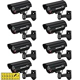 Macarrie 8 Pcs Fake Camera Dummy Security Camera Realistic Dummy Camera Plastic Fake Video Camera CCTV Surveillance System with Motion LED Light for Home Outdoor Indoor, No Battery Included (Black)