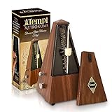 Tempi Metronome for Musicians - Includes Ebook and 2-Year Warranty - Mechanical Metronome for Piano, Metronome for Guitar/Violin or Metronome Music for Adults and Kids (Plastic Brown Grain Veneer)
