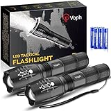 Voph Flashlight 2 Pack, 5 Modes 2000 Lumens Tactical LED Flashlights, High Lumen Waterproof Focus Zoomable Flash Light, Portable Flashlight for Camping Hiking Emergency Outdoor Home