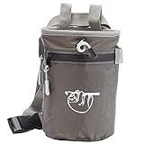 Chalk Bag for Rock Climbing, Climbing Chalk Bag for Bouldering with 2 Large Zipper Storage Pockets, Premium Gym Chalk Bag for Weightlifting, Great Gift and Rock Climbing Gear, Gray