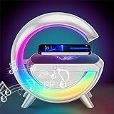 MUAOSKY 3 in 1 Night Light Bluetooth Speakers with 15W Wireless Charger, LED Desk Lamp with Rechargeable Battery, Bedside Lamp for Bedroom, Room Decor, Gift, Party