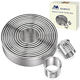 M JINGMEI Round Cookie Biscuit Cutter Set 12 Pieces Graduated Circle Pastry Cutters 18/8 Stainless Steel Cookie Cutters1inch - 4 1/2inch Donut Cutter Ring Molds GIFT Package