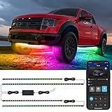 Govee Underglow Car Lights, 4 pcs RGBIC Smart LED Lights with 16 Million Colors and 10 Scene Modes with App Control, 2 Music Modes for Cars, SUVs, Trucks, DC 12-24V