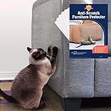 Cat Scratch Furniture Protector - Pack of 6, Adhesive Clear 17x12 in Cat Training Couch Protector - Plastic, Anti Scratching Sticky Tape Cat Repellent Mat - Scratching Post