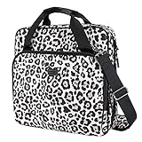 Losong 3 Ring Zipper Binder 2 Inch with Shoulder Strap 500 Sheet Capacity & Multi-Pockets for School and Office Binder Organizer, Compatible with 13-Inch MacBook/Tablet (Patent Design Leopard)