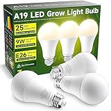 UNILAMPRO Grow Light Bulbs, A19 Grow Light Bulb, Full Spectrum Light Bulb, Plant Light Bulbs E26 Base, 9W Plant Grow Light Bulbs 100W Equivalent, Grow Light for Indoor Plants, Seeds, Flowers, 3 Pack