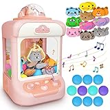 deAO Kids Claw Machine with Music, Mini Vending Machine with 20 Plush Toys,10 Gashapons,Mini Claw Machine Crane Game Toys Candy Machine for 3+ Kids Girls Boys