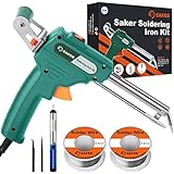 Saker Soldering Iron Kit,60W Automatic Hand Held Solder Welding Gun Tool with Welding Wire,Widely Used for Soldering Circuit Boards,Electrical Repairs,Home DIY Enthusiasts,and Jewelry Soldering