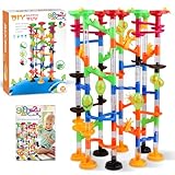 Gifts2U Marble Run Toy,168Pcs Educational Construction Maze Block Toy Set, STEM Learning Building Block Toy for Kids and Parent-Child Game(136 Translucent Plastic Pieces + 32 Glass Marbles)