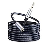Audio Mic Extension Cable 3Ft,3.5mm Aux Headphone Extender 4-Pole Jack Plug Extension Lead Stereo Male to Female Braided Cord for Headset,TV,Laptop,Phone,Switch Lite,Car,PS4,Xbox and More(3Ft/1M)