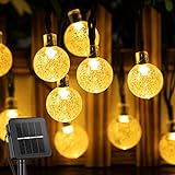 Solar String Lights Outdoor 60 LED 36FT Crystal Globe Lights with 8 Lighting Modes, Waterproof Solar Powered Patio Lights for Garden Yard Porch Wedding Party Decor (Warm White)