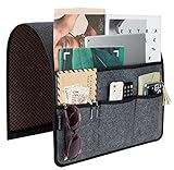KISLANE Anti-Slip Armrest Caddy Remote Control Organizer for Armrest Organizer Couch Recliner Arm Chair Organizer Storage,Armchair Sofa Holder with 4 Pockets for Glasses,Ipad,Smart Phone,Magazines