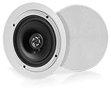 Pyle 5.25” Pair Bluetooth Flush Mount In-wall In-ceiling 2-Way Speaker System Quick Connections Changeable Round/Square Grill Polypropylene Cone & Polymer Tweeter Stereo Sound 150 Watt (PDICBT552RD)