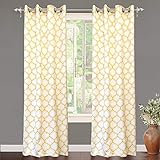 DriftAway Geo Trellis Room Darkening Thermal Insulated Grommet Unlined Window Curtain Drapes Pair for Living Room Bedroom Set of 2 Panels Each 52 by 84 Inch Yellow