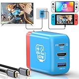 2 Pack 67W Switch Dock Charger for Nintendo Switch/OLED, Portable TV Docking Station with 4K/60Hz HDMI/USB2.0/PD Fast Charging Ports, Charger Adapter Power Hub with USB-C Cable for Mobile Phone