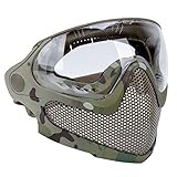 ATAIRSOFT Airsoft 2 Modes Tactical Safety Protective Full Face Mask Anti-Fog Goggles Set with 3 Interchangable Lens MC