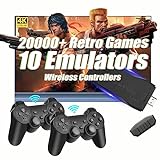 AceFox Wireless Retro Game Console, HD Classic Games Stick Built in 10 Emulators with 20000+ Games and Dual 2.4G Wireless Controllers, 4K HDMI Output Video Games for TV, Gift for Adults & Kids