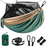 Grassman Camping Hammock Mosquito Net, Portable Hammock with Net Single, Hammock Tent for Travel Camping, Camping Accessories for Indoor, Outdoor, Hiking, Backpacking, Backyard, Beach Army Green