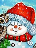 Theshai 5D Diamond Painting for Adults Christmas, Diamond Art Snowman, Paint with Diamonds Kits Round Full Drill Crystal Rhinestone Embroidery Cross Stitch for Home Wall Decor 12x16 inch