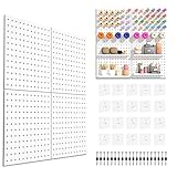 DEMEDO Pegboard,Peg Board,Pegboard Wall Organizer with self-Adhesive Hooks, No Drilling to Wall,Peg Boards for Walls,Easy Installation,Metal Pegboard for Craft Room Garage Kitchen Workshop