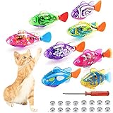 Swimming Robot Fish Cat Toy, Interactive Fish Cat Toys For Indoor Cats Play, Cat Enrichment Electronic Cat Stuff Kitty Exercise Toys Fish with LED Light to Stimulate Your Cat's Hunter Instincts (8pcs)