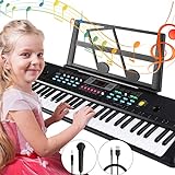 Electronic Keyboard Piano 61 Keys, Portable Piano Keyboard with Music Stand, Microphone, Power Supply Digital Music Piano Keyboard Early Education Music Instrument for Beginners & Kids