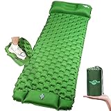 WANNTS Sleeping Pad Ultralight Inflatable Sleeping Pad for Camping,Built-in Pump, Ultimate for Camping, Hiking - Airpad, Carry Bag, Repair Kit - Compact & Lightweight Air Mattress(Green)