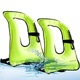 2 Pcs Inflatable Vests for Adults Safety Vest for Adults Vest Portable Swim Vest Jackets, Adjustable Kayaking Jackets Safety Vests(Fluorescent Green, Green, Classic)