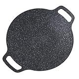 GLOGLOW Korean Style Round Grill Pan, Heat Preservation Korean Style Nonstick Burning Roasting Grilling Frying Grilling Round Grill Pan Aluminum Healthy Durable Medical Stone Coating Grill (38cm)